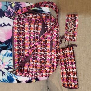 Vera Bradley Carson set in houndstooth pink plaid